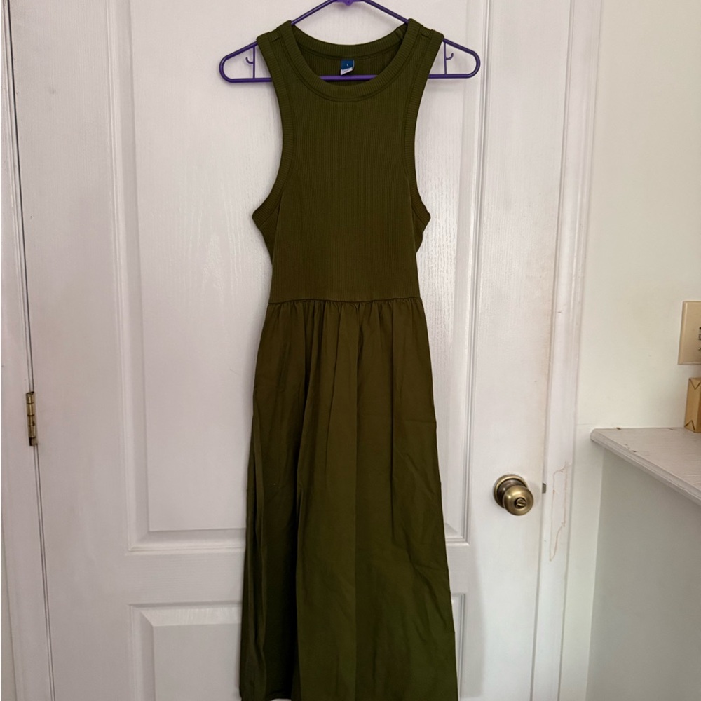 Old Navy Olive Green Midi Dress